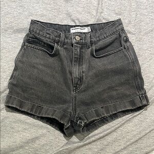 American Apparel Gray Jean Shorts High-Waisted Vintage Style